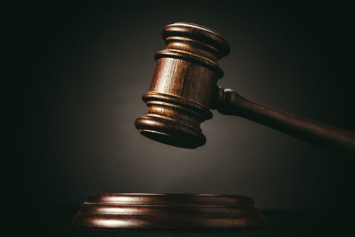 judge gavel on a black background